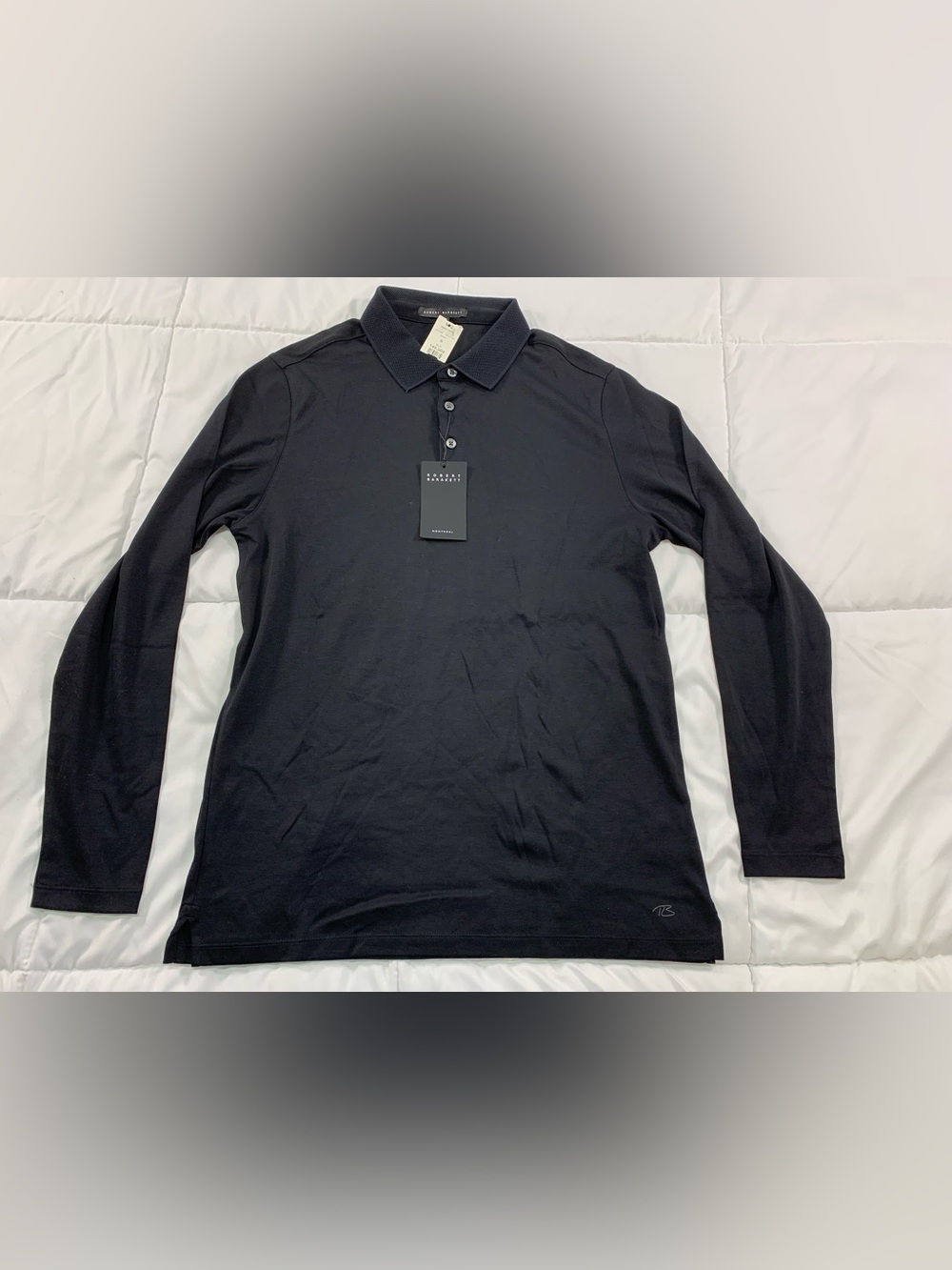 New ROBERT BARAKETT long sleeve polo shirt size S